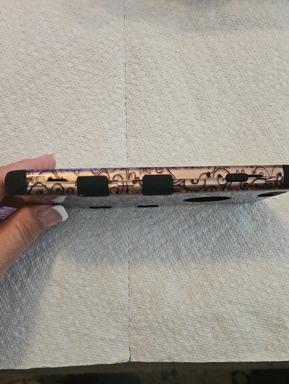 MYBAT Floral Pink Black Scroll Clear Bumper Case for iPhone 6 Plus / 6s Plus OS